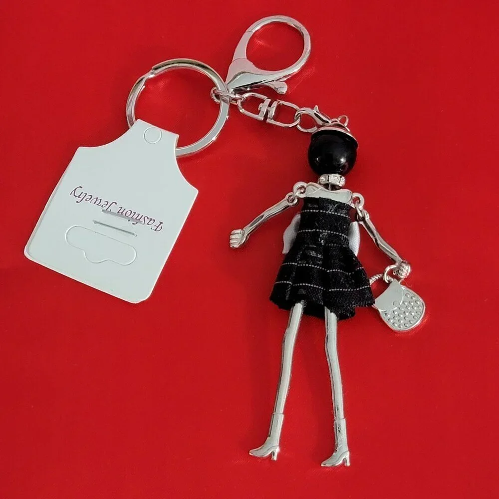 Fashion Jewelry Moveable Lady Keychain Bag charm